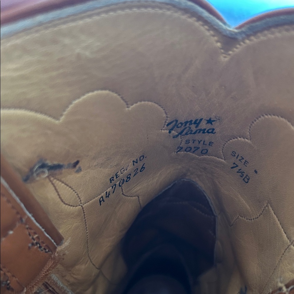 1960’s Tony Lama Lizard tip pee wee Cowboy Boots 7.5 - Picture 5 of 11